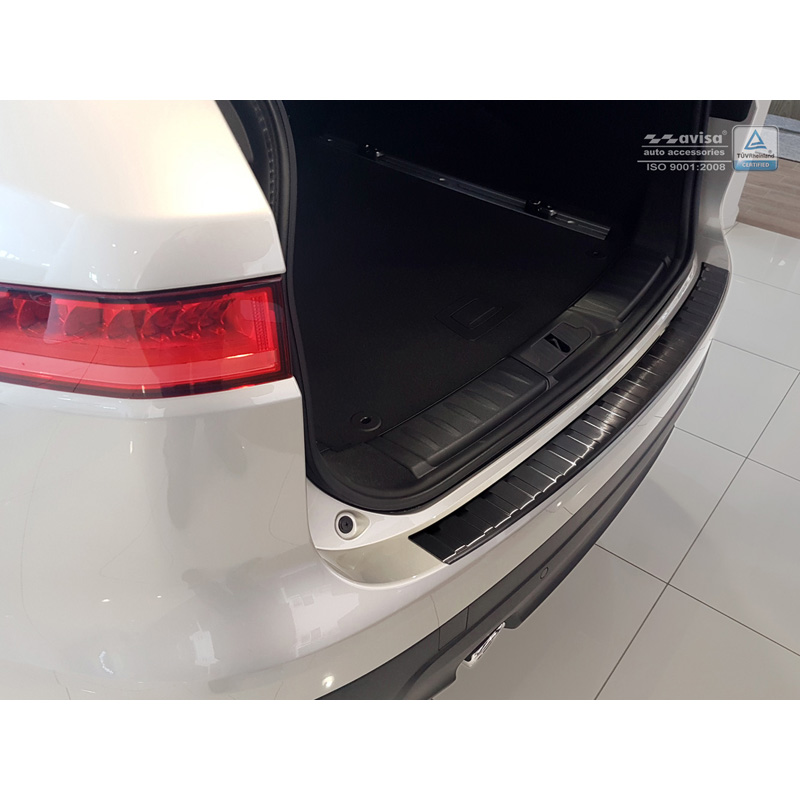 Protection de seuil arrière inox noir sur mesure pour Jaguar F-Pace 2016-2020 & FL 2020- 'Ribs'