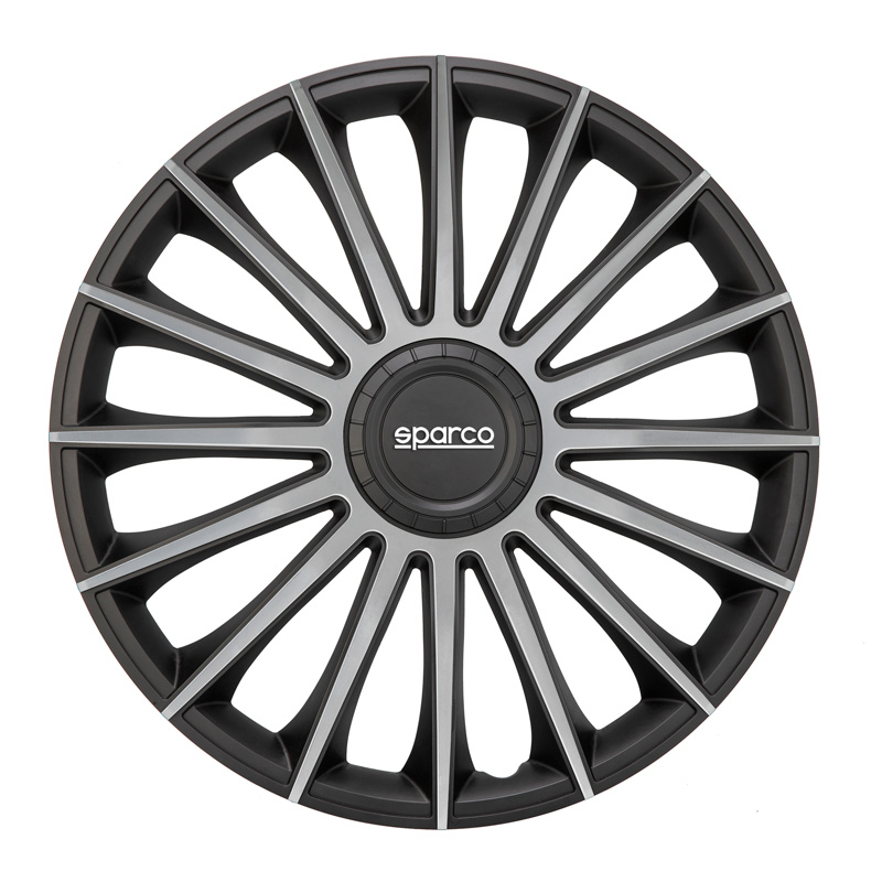 Sparco Enjoliveurs Treviso - 15-pouces - Noir/Argent - Set de 4 pièces