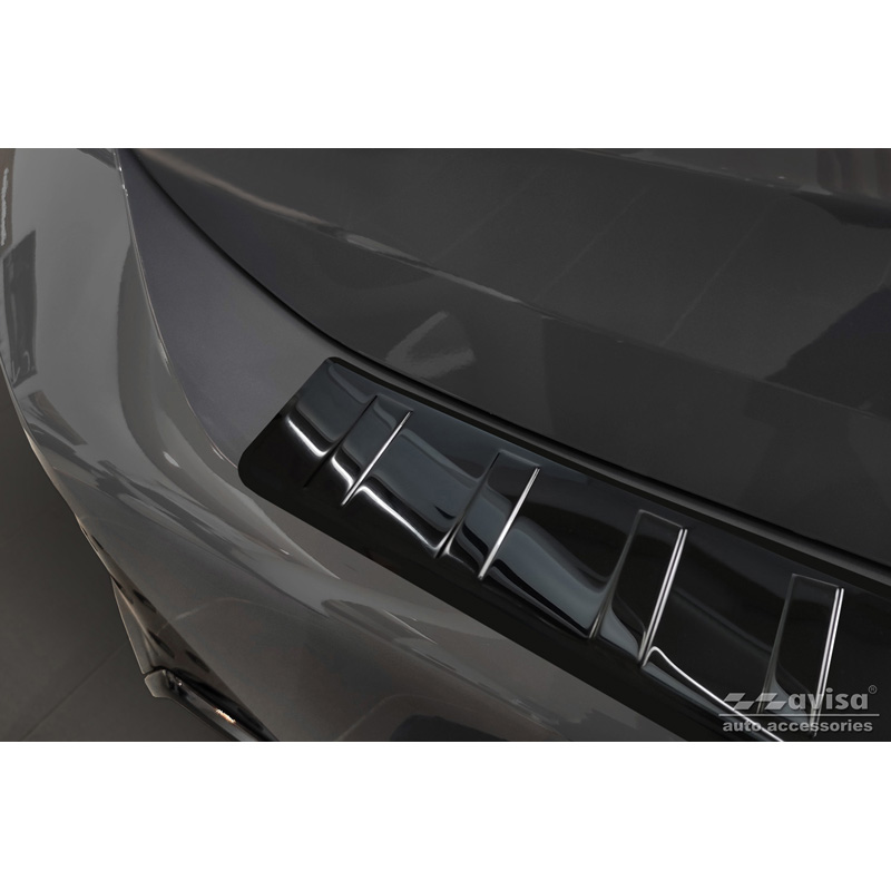 Protection de seuil arrière inox Noir-Chromé sur mesure pour BMW Série 2 U06 Active Tourer Paquet M 2021- 'Ribs'
