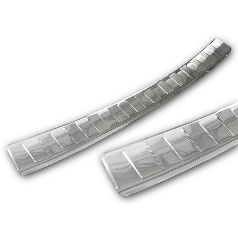 Protection de seuil arrière inox sur mesure pour Opel Corsa F Edition/Elegance HB 5-portes 2019- 'Ribs' (excl. Equipment Ultimate)