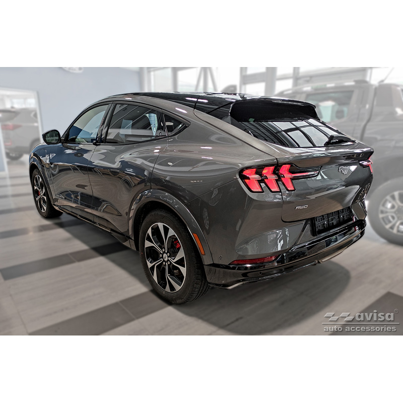 Seuils de portes inoxydable noir sur mesure pour Ford Mustang Mach-E 2020- 'Lines' - 4-pièces