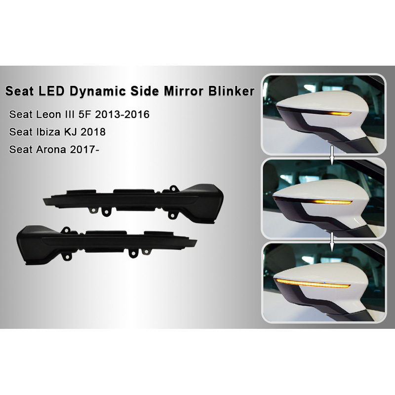 Set de Clignotants de Rétroviseurs LED sur mesure pour Seat divers modèles - Fumée - incl. Feux Dynamiques
