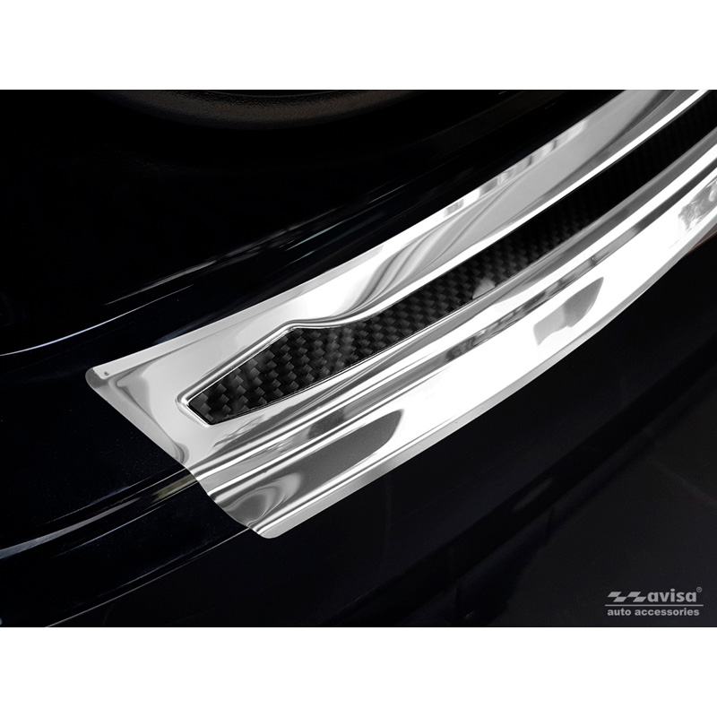 Protection de seuil arrière inox 'Deluxe' sur mesure pour Porsche Cayenne III 2017- 'Performance' Argent/Carbone Noir