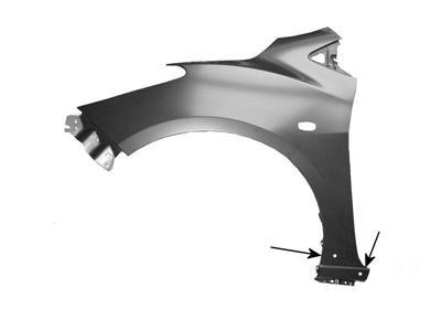 spatbord, voor spatbordverbreding, rechts Mazda 2, 2007-2010