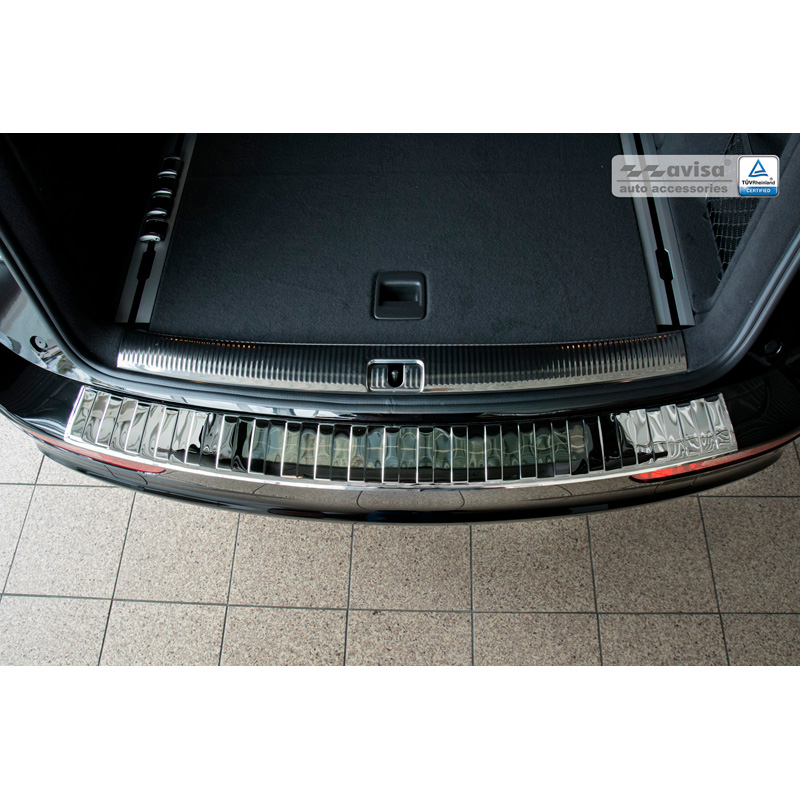 Protection de seuil arrière inox Chrome sur mesure pour Audi Q5 2008-2012 & 2012- 'Ribs'