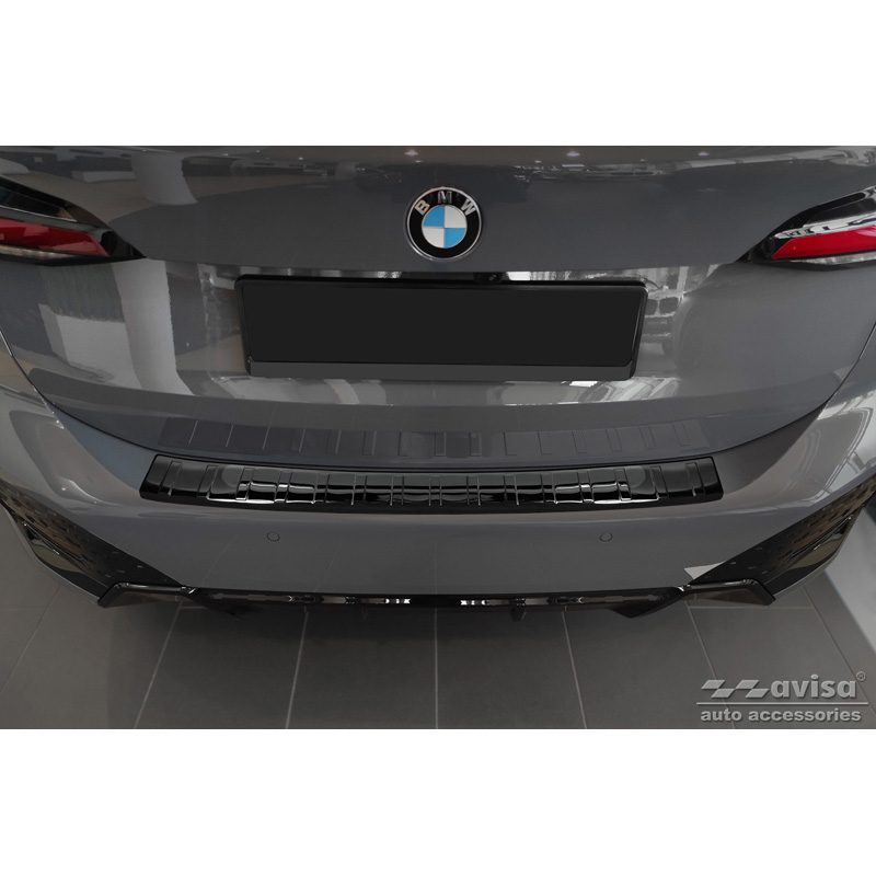 Protection de seuil arrière inox Noir-Chromé sur mesure pour BMW Série 2 U06 Active Tourer Paquet M 2021- 'Ribs'