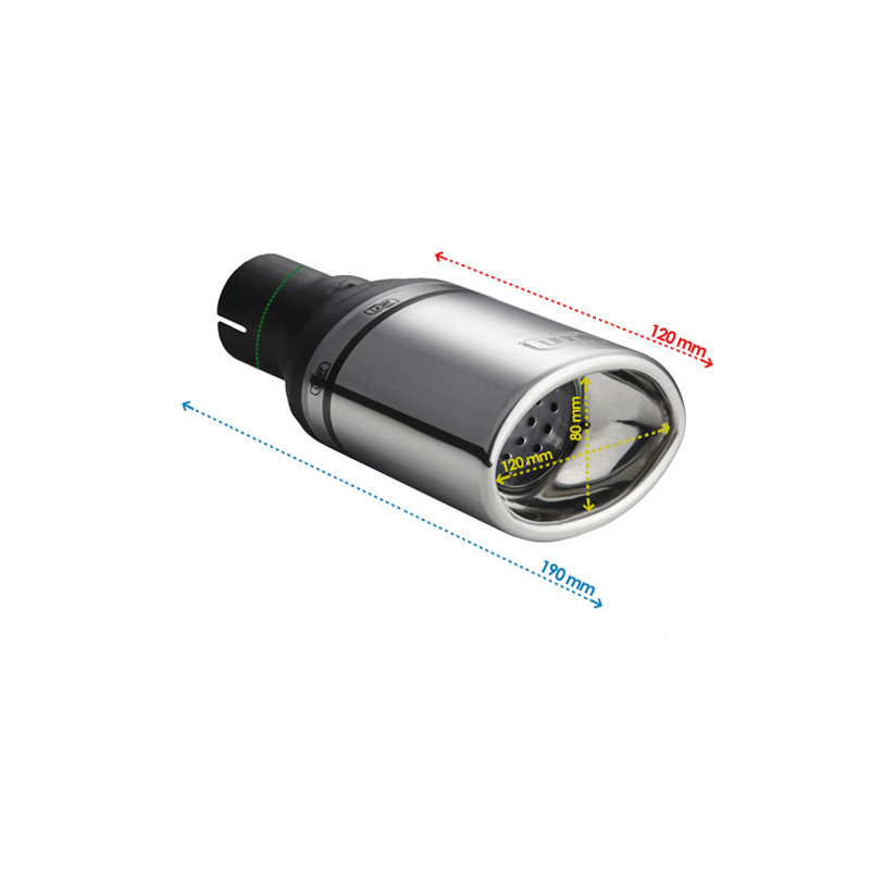 Ulter Sport Embout d'échappement - Ovale 120x80mm - Longueur 120mm - Montage ->50mm - Inoxydable