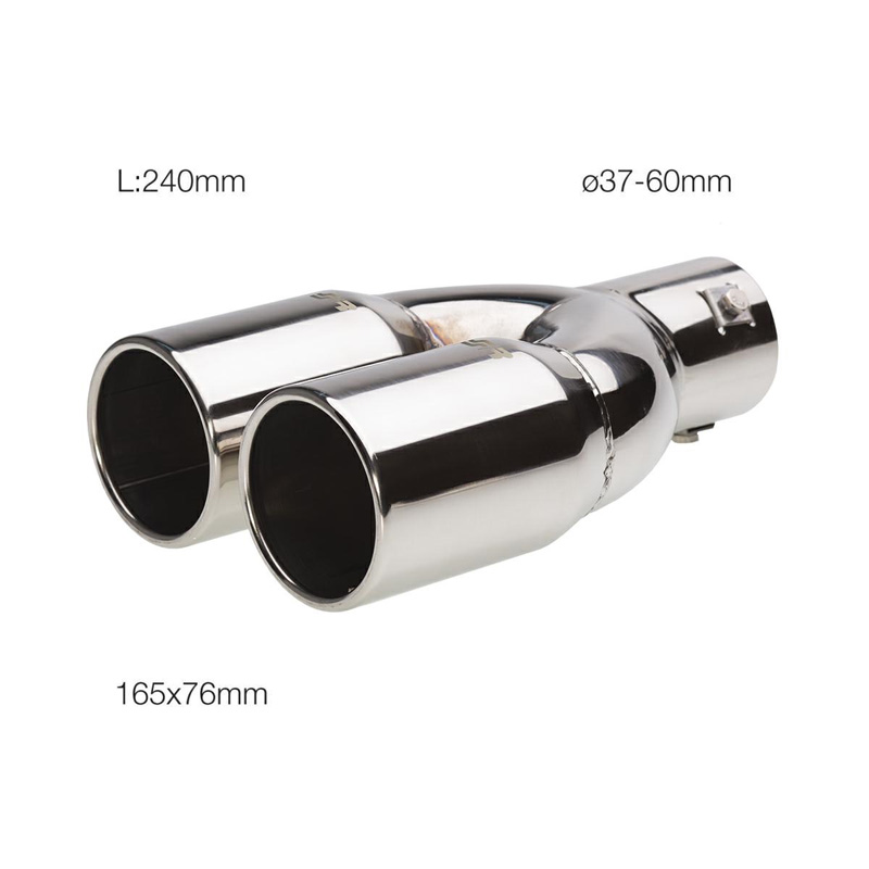Simoni Racing Embout d'Échappement Rond Double Inox - Ø76xL230mm - Montage ->61mm