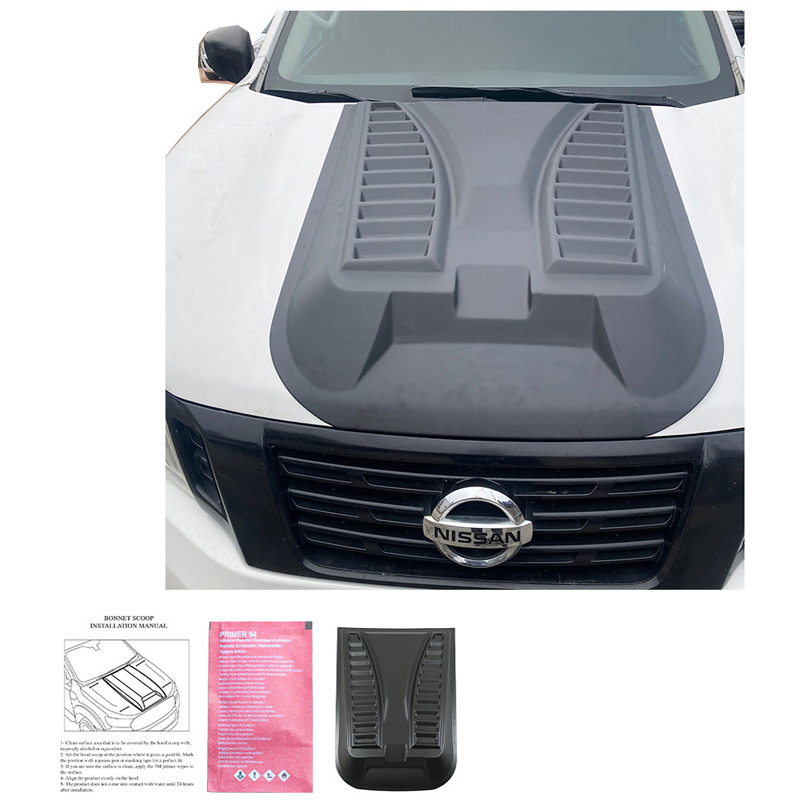 Écope de capot sur mesure pour Nissan Navara NP300 (D23) 2014-2021 - Version 3 - Noir mat