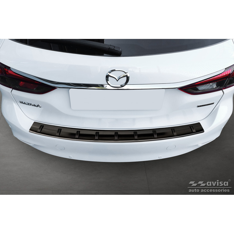 Protection de seuil arrière inox noir sur mesure pour Mazda 6 III (GJ) Combi 2012- 'STRONG EDITION'