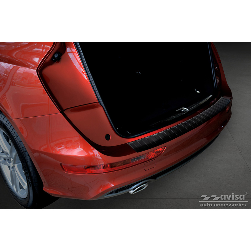 Protection de seuil arrière inox noir mat sur mesure pour Audi Q5 2008-2012 & 2012- 'Ribs'