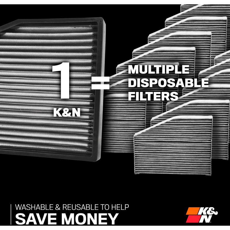 K&N Filtre à Air d'Habitacle sur mesure pour Audi A4 / A5 / A6 / A7 / A8 / Q5 / Q6 / Q7 / Q8 (y compris les versions S, RS, Quattro, Avant et Sportback) (VF3027)