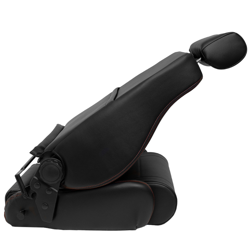 Siège baquet 'Retro II' - Simili Cuir Noir + Surpiqûres rouge - Dossier réglable - incl. glissières