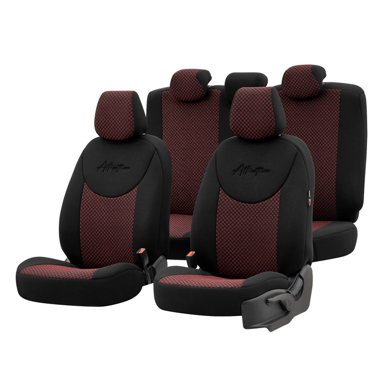 Housse de sièges universel en textile 'Attraction' Noir/Marron - 11-pièces - adapté aux Side-Airbags