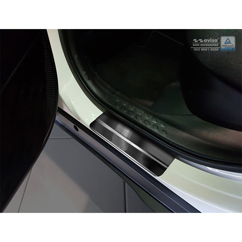 Seuils de portes inoxydable noir sur mesure pour Toyota C-HR 2016-2019 & FL 2019-2023 & RAV4 IV FL 2016-2018 & Lexus NX 2014-2021 - 'Exclusive' - 4-pièces