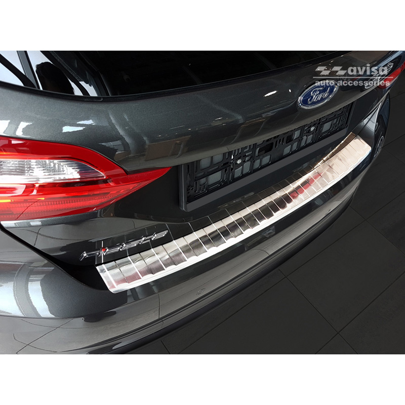 Protection de seuil arrière inox sur mesure pour Ford Fiësta MK8 2017- & Ford Focus III Facelift 2014-2018 'Ribs'