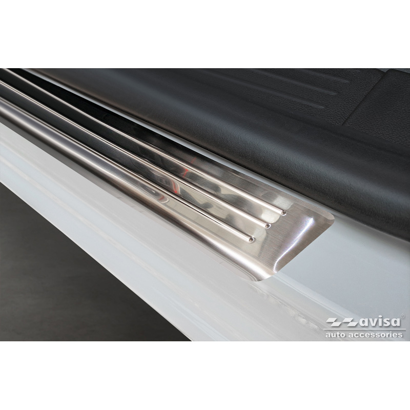 Seuils de portes inox sur mesure pour Renault Kangoo III & Nissan Townstar & Mercedes Citan 2021- - 'Lines' - 4-pièces (pour tous les modèles à 4 portes)