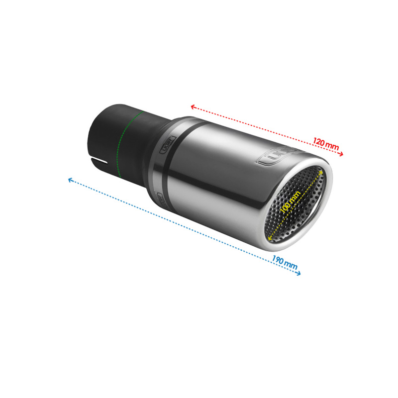 Ulter Sport Embout d'échappement - Ronde Ø100mm RS - Longueur 120mm - Montage ->50mm - Inoxydable