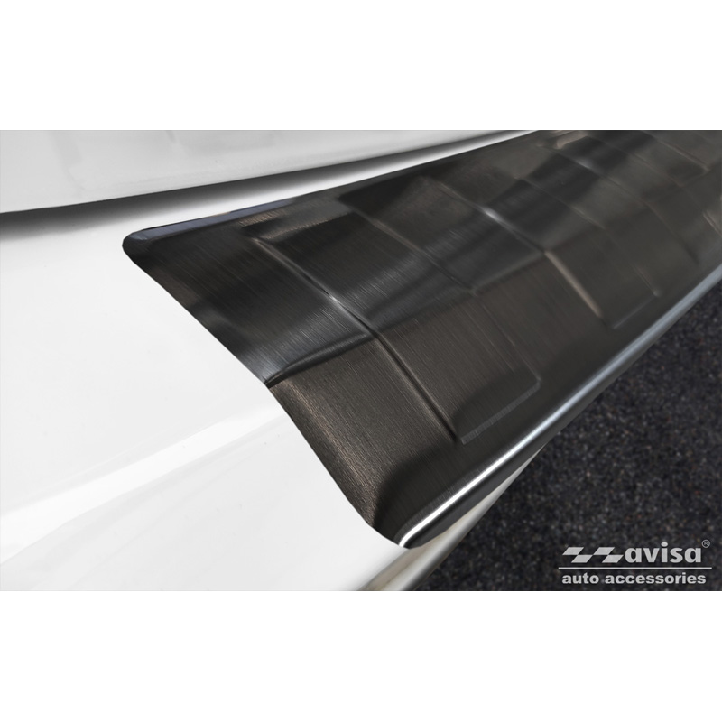 Protection de seuil arrière inox noir sur mesure pour Mercedes GLS (X167) 2019-2023 & FL 2023- 'Ribs'