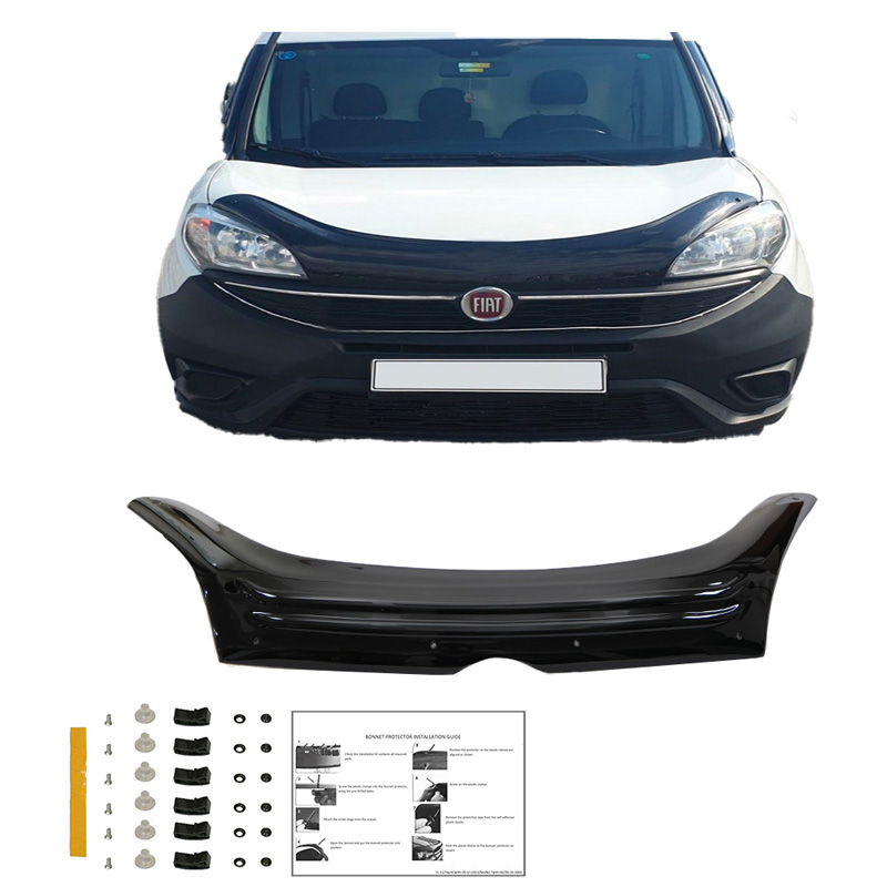 Protection du capot sur mesure pour Fiat Doblo 2ème Gen. Facelift 2015-2020 - Noir brillant