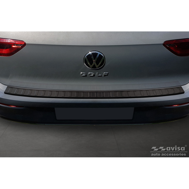 Protection de seuil arrière inox noir mat sur mesure pour Volkswagen Golf VIII HB 5-portes 2020-2024 & FL 2024-