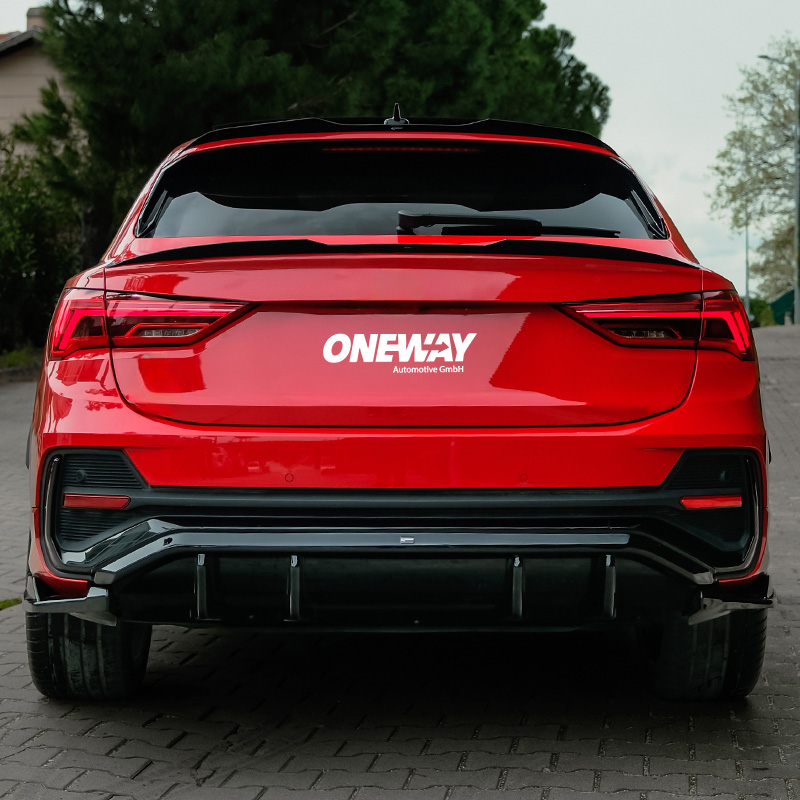 Oneway Jupe de pare-chocs arrière (Diffuseur) sur mesure pour Audi Q3 (F3N) Sportback S-Line 2019-2025 excl. RSQ3 - Noir brillant