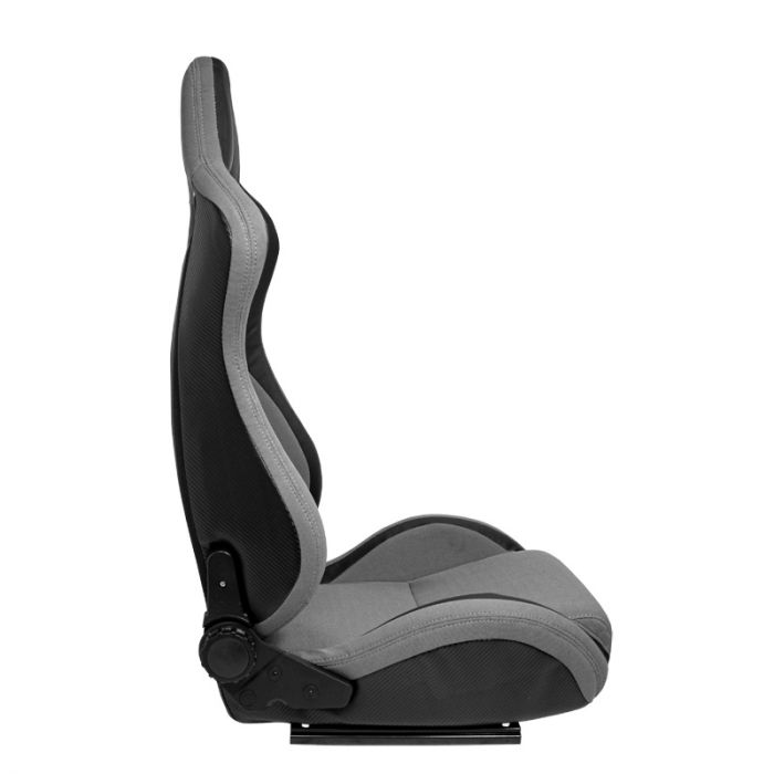 Siège baquet 'MS' - Noir/Gris - Dossier réglable - incl. glissières