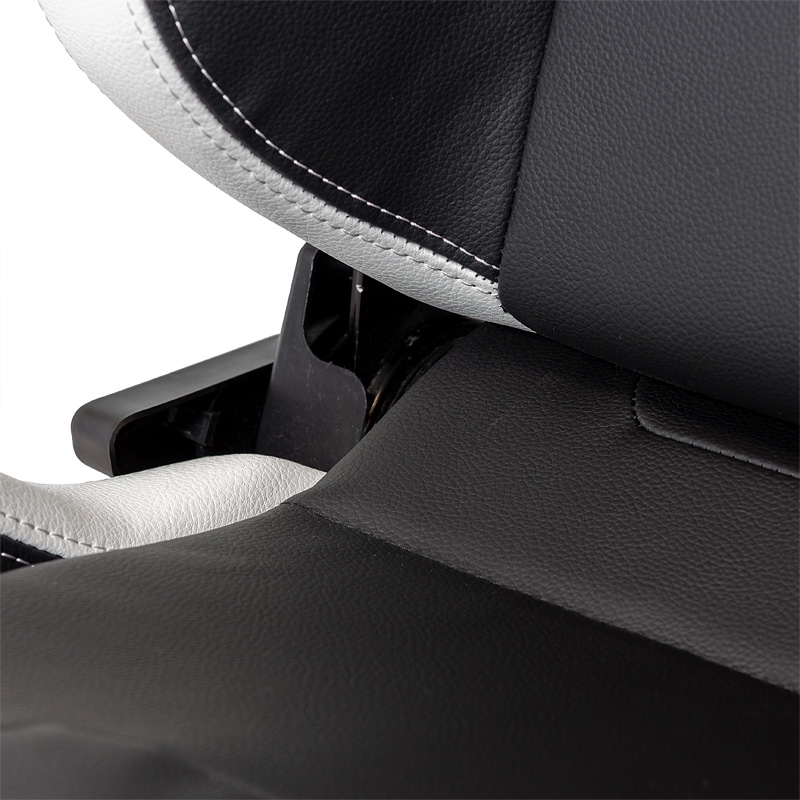 Siège baquet 'RS6-II' - Noir-Mattes/Simili Cuir Blanc - Dossier réglable - incl. glissières