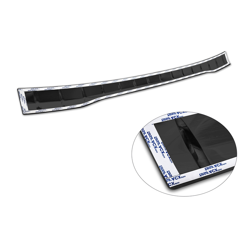 Protection de seuil arrière inox noir sur mesure pour Ford Transit Custom & Tourneo Custom (V710) 2023- / Volkswagen Transporter T7 2024- 'Ribs'