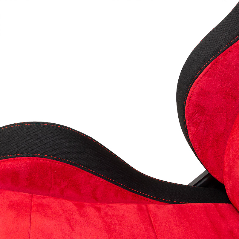 Siège baquet 'Eco Soft' - Noir/Rouge - Dossier réglable - incl. glissières