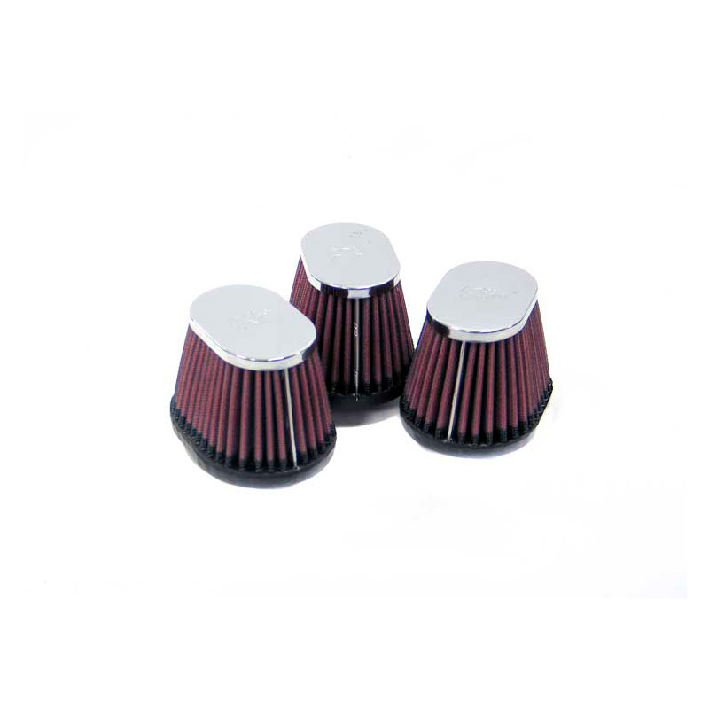 K&N Filtre à Air Universel Ovale/Conique 54mm raccordement décentrée, 102mm x 76mm de base, 76mm x 51mm en haut, 70mm hauteur (RC-0983) (3 pièces)