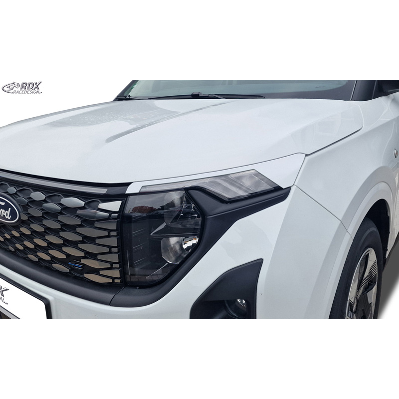 RDX Spoilers de phares sur mesure pour Ford Transit Courier & Tourneo Courier 2023- (avec clignotants LED ni feux diurnes) (ABS Blanc Brillant)