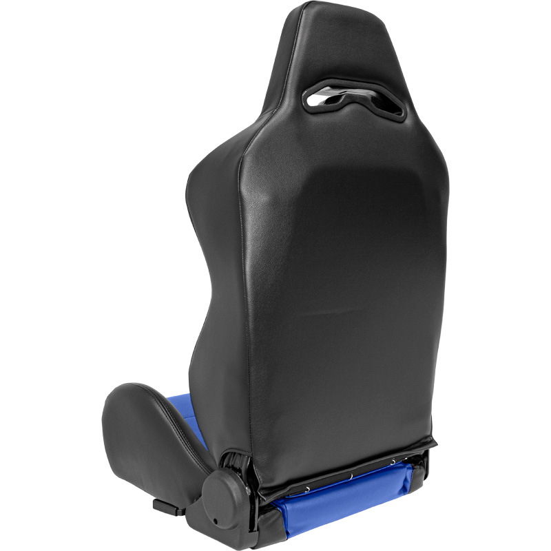 Siège baquet 'Eco' - Noir/Simili Cuir Bleu - Dossier réglable (à gauche) - incl. glissières