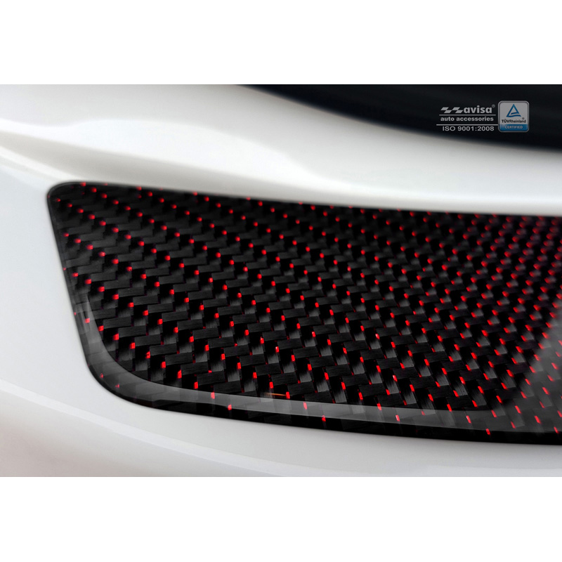 Protection de seuil arrière carboné sur mesure pour Mercedes Classe-C W205 Sedan 2014-2021 Carboné noir-rouge