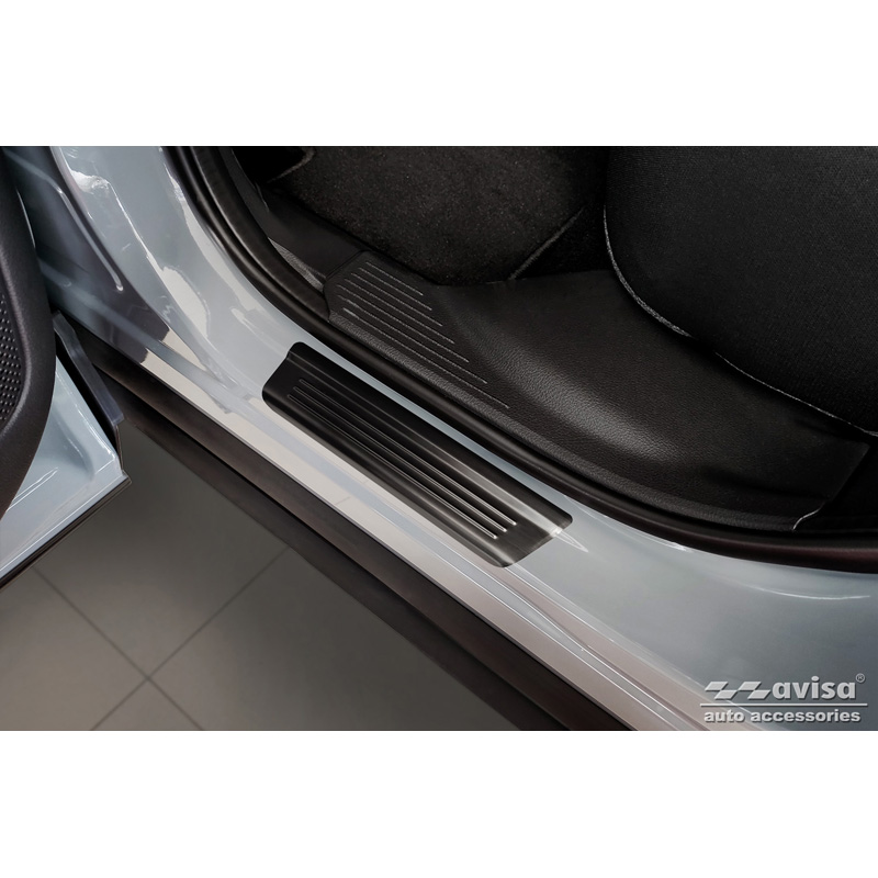 Seuils de portes inox noir sur mesure pour Nissan Qashqai III 2021- - 'Special Edition' - 4-pièces