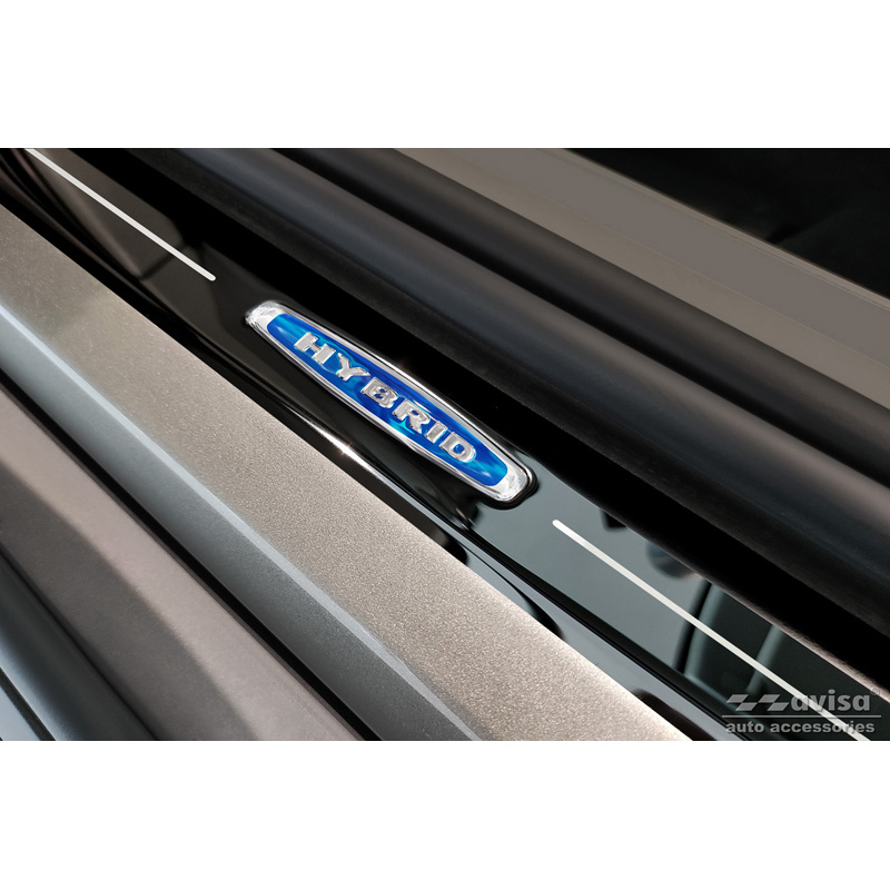 Seuils de portes inoxydable noir luisant sur mesure pour Volvo V90 2016- 'Hybrid' - 4-pièces