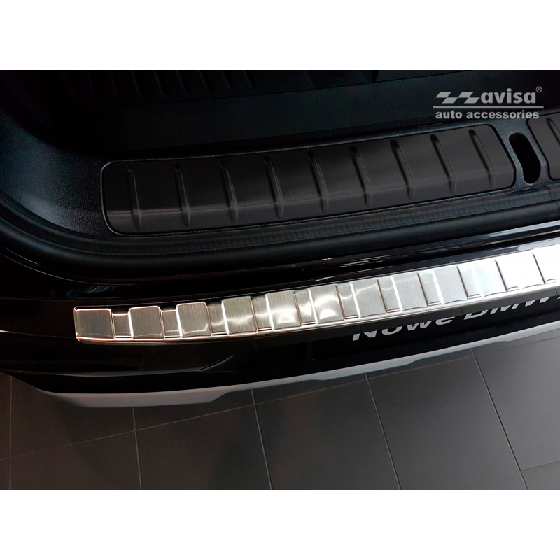 Protection de seuil arrière inox sur mesure pour BMW X4 (G02) 2018- 'Ribs'
