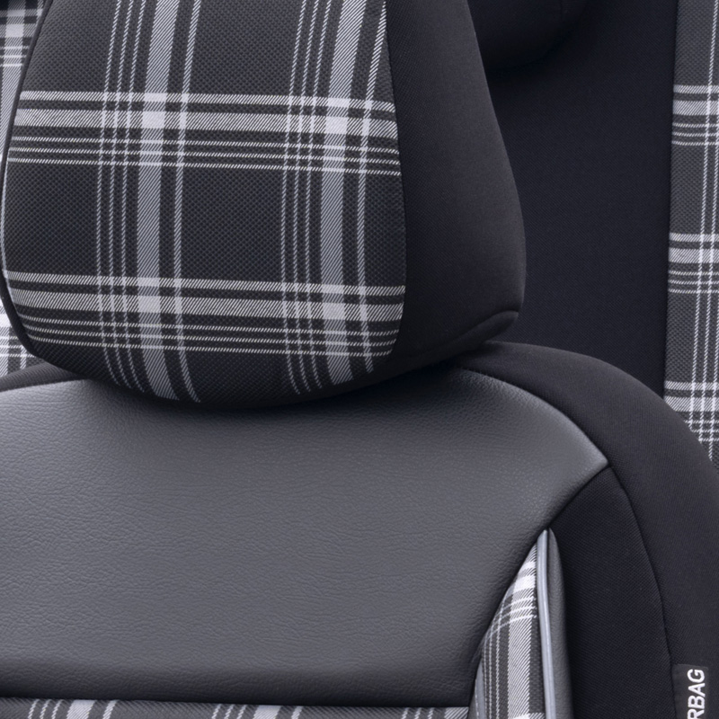 Housse de sièges universel en textile 'Sports' Noir/Gris - 11-pièces - adapté aux Side-Airbags