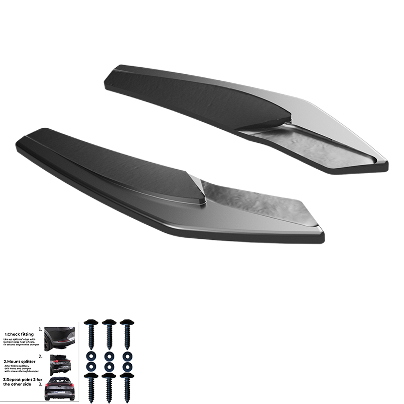 Oneway Jupes de pare-chocs arrière (coins) sur mesure pour Audi A3 (8Y) Sedan S-Line/S3 Facelift 2025- - Noir brillant