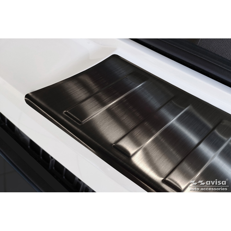 Protection de seuil arrière inox noir sur mesure pour Opel Mokka II 2020- 'Ribs' (2-piecès)