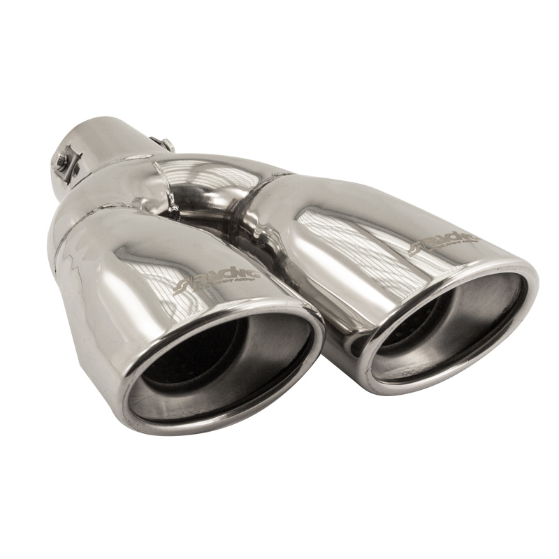 Simoni Racing Embout d'Échappement Ovale Double/Oblique Inox - 167x67xL220mm - Montage 37->57mm - à gauche
