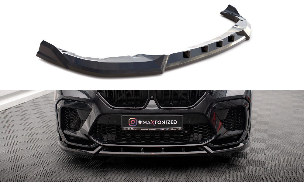 Voorspoiler V.2 BMW X6 M F96 Maxton Glans Zwart