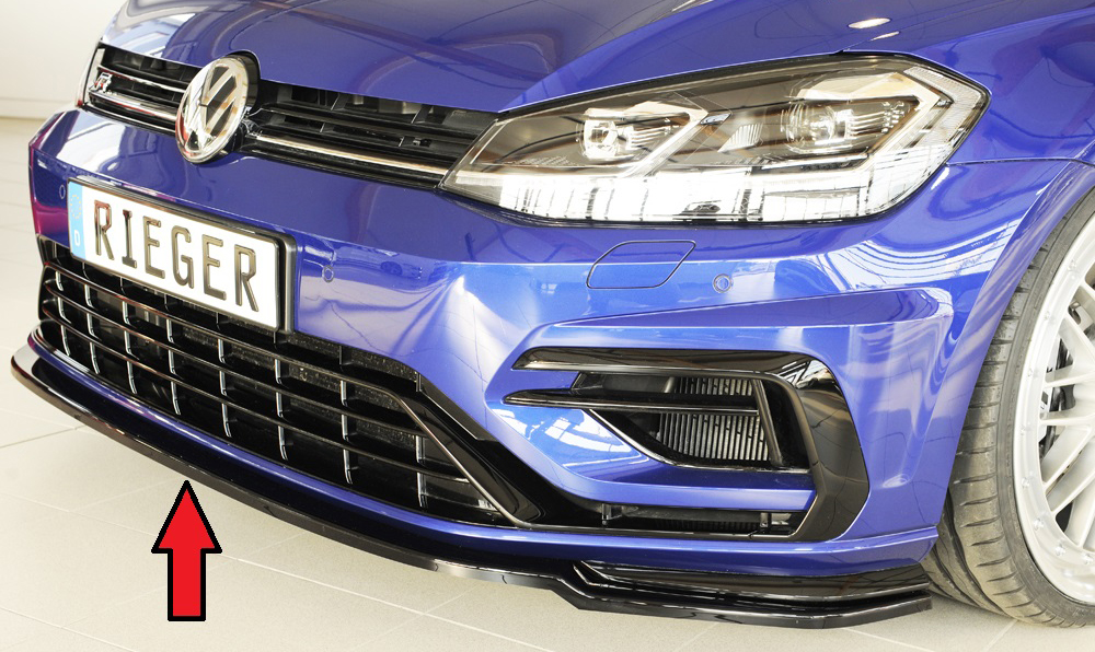 Voorspoiler Rieger Glossy black VW Golf 7.5 R / R-line 2017-