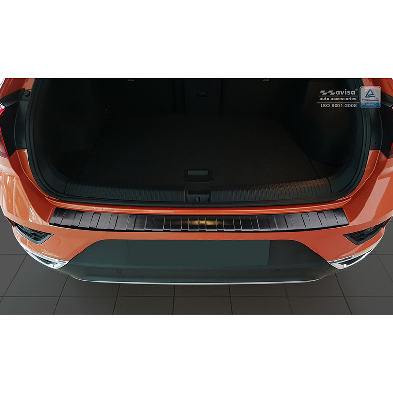 Protection de seuil arrière inox noir sur mesure pour Volkswagen T-Roc 2017-2022 & Facelift 2022- incl. Cabrio 'Ribs'