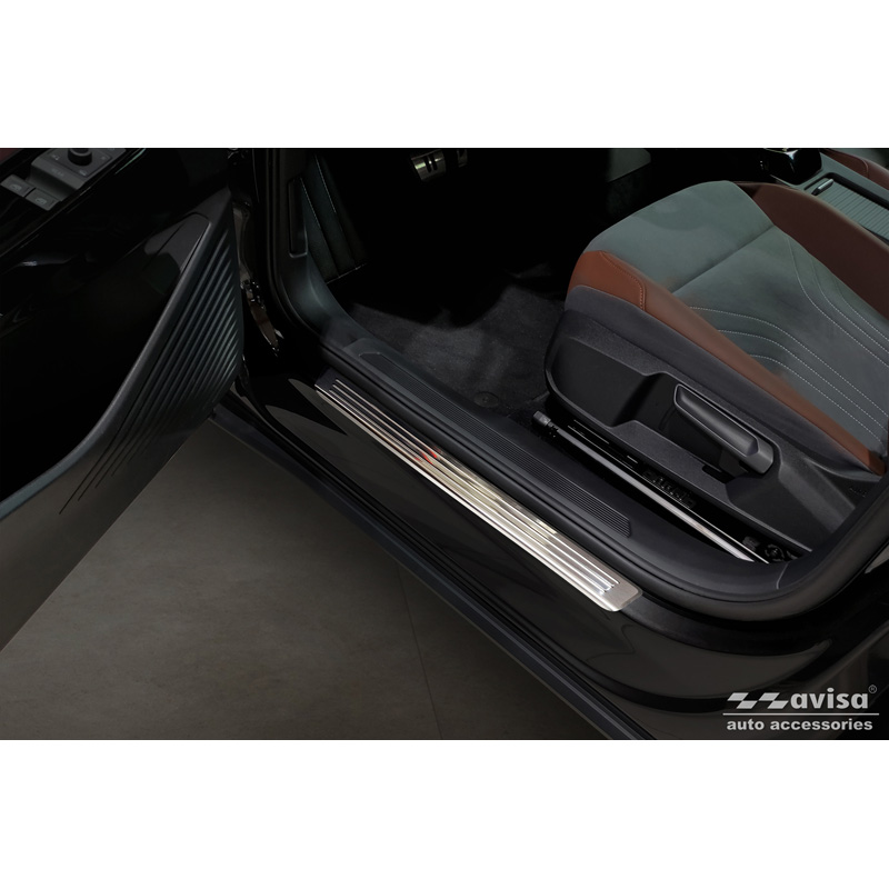 Seuils de portes inoxydable sur mesure pour Volkswagen ID.4 2020 - 'Lines' - 4-pièces