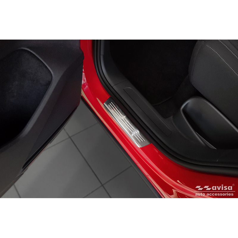 Seuils de portes inoxydable sur mesure pour Volkswagen Tiguan II 2016-2020 & FL 2020- incl. Allspace 2017-2020 & FL 2020-2024 - 'Lines' - 4-pièces
