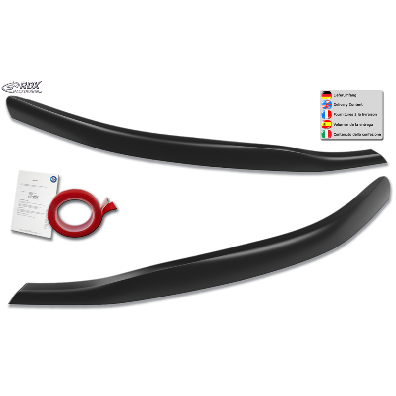 RDX Spoilers de phares sur mesure pour Ford Transit Custom & Tourneo Custom (V710) 2023- (avec phares halogènes) (ABS)