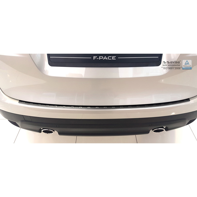 Protection de seuil arrière inox noir sur mesure pour Jaguar F-Pace 2016-2020 & FL 2020- 'Ribs'