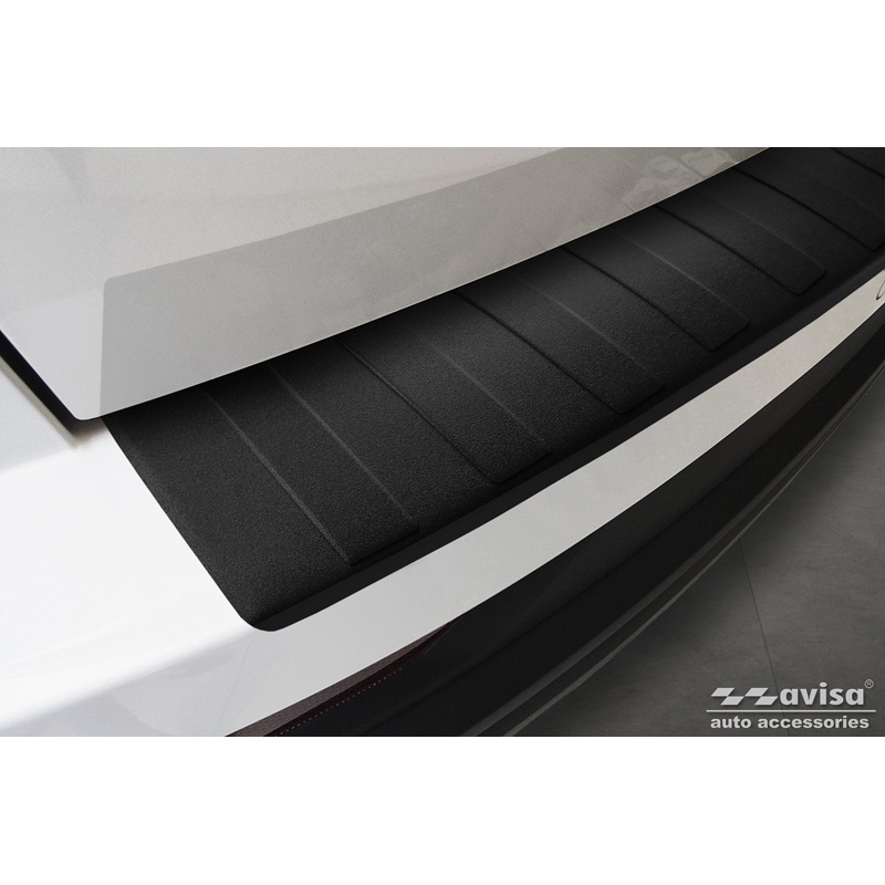 Protection de seuil arrière inox noir mat sur mesure pour Skoda Karoq Facelift 2022- + Sportline Facelift 2022-  'Ribs'