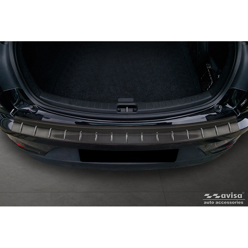 Protection de seuil arrière inox Noir sur mesure pour Polestar 2 2019-2023 & Facelift 2023- 'Ribs'